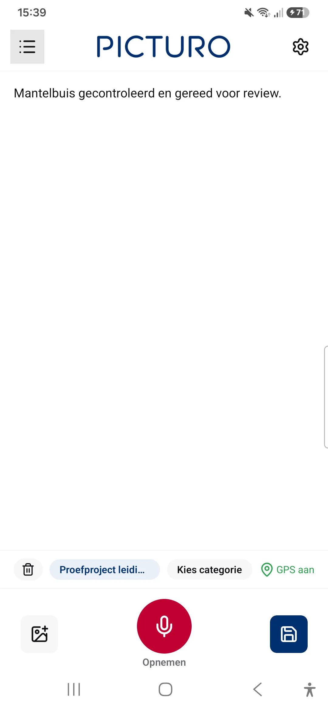 Picturo app waarin een fictieve veldwaarneming wordt vastgelegd